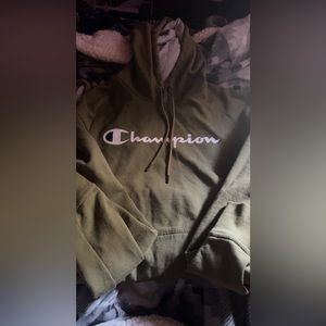 Olive green men large champion hoodie